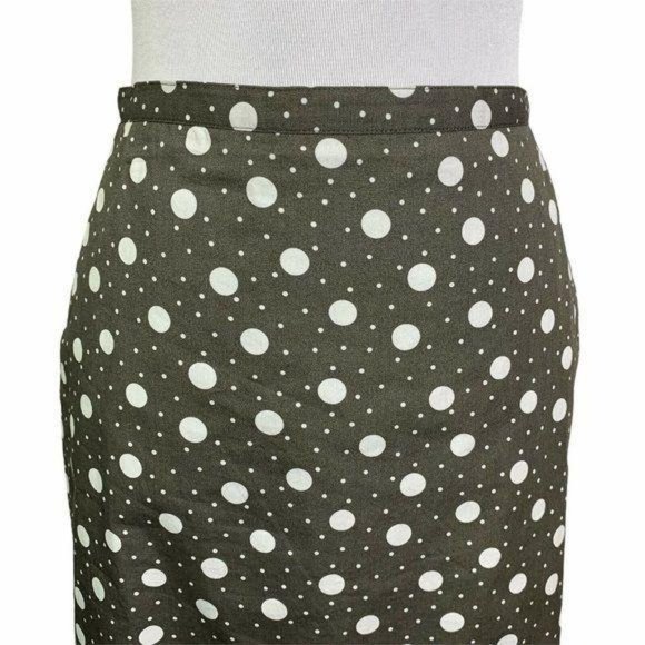 Boden Gray White Polka Dot Cotton A Line Skirt - Picture 2 of 9